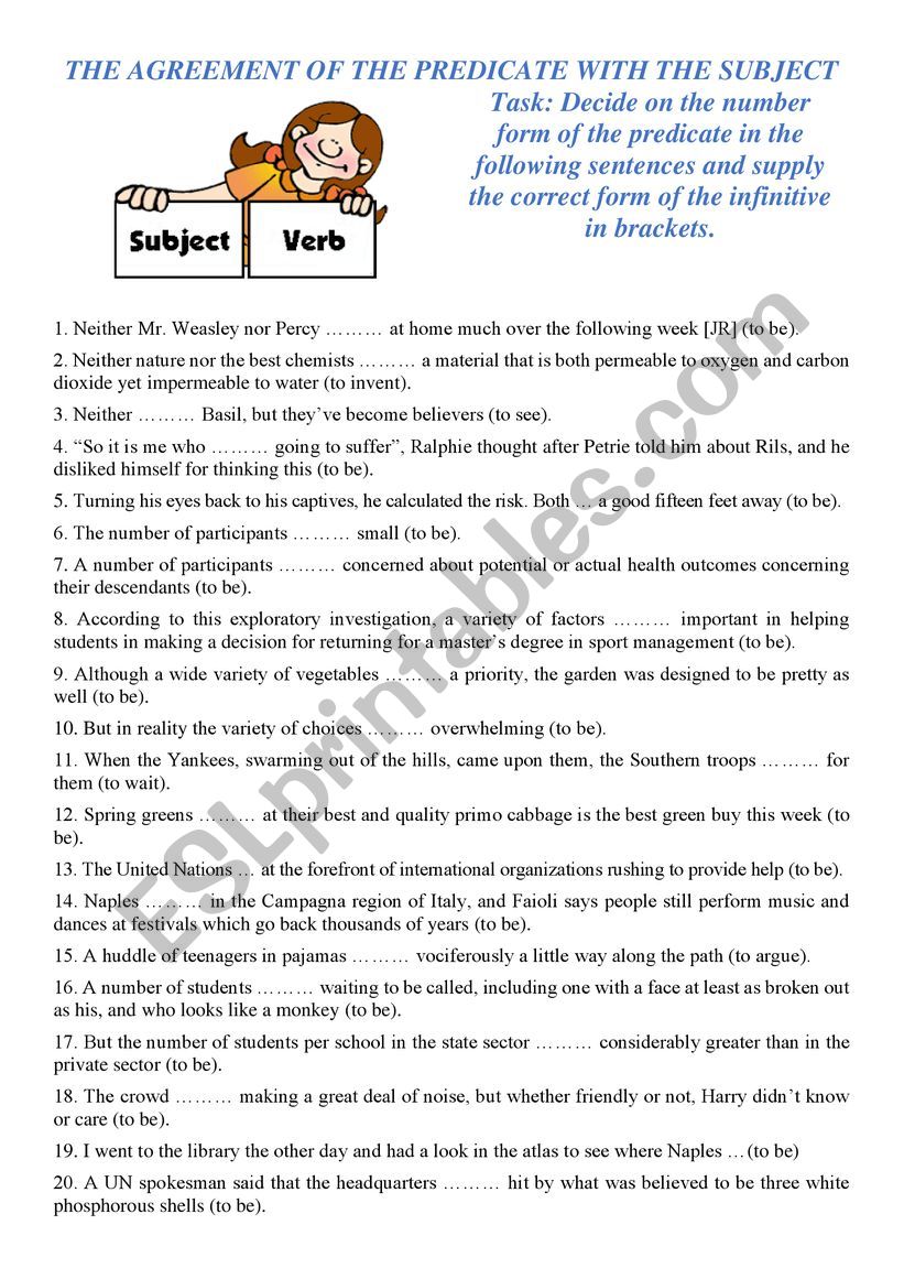 Subject-Verb Agreement worksheet