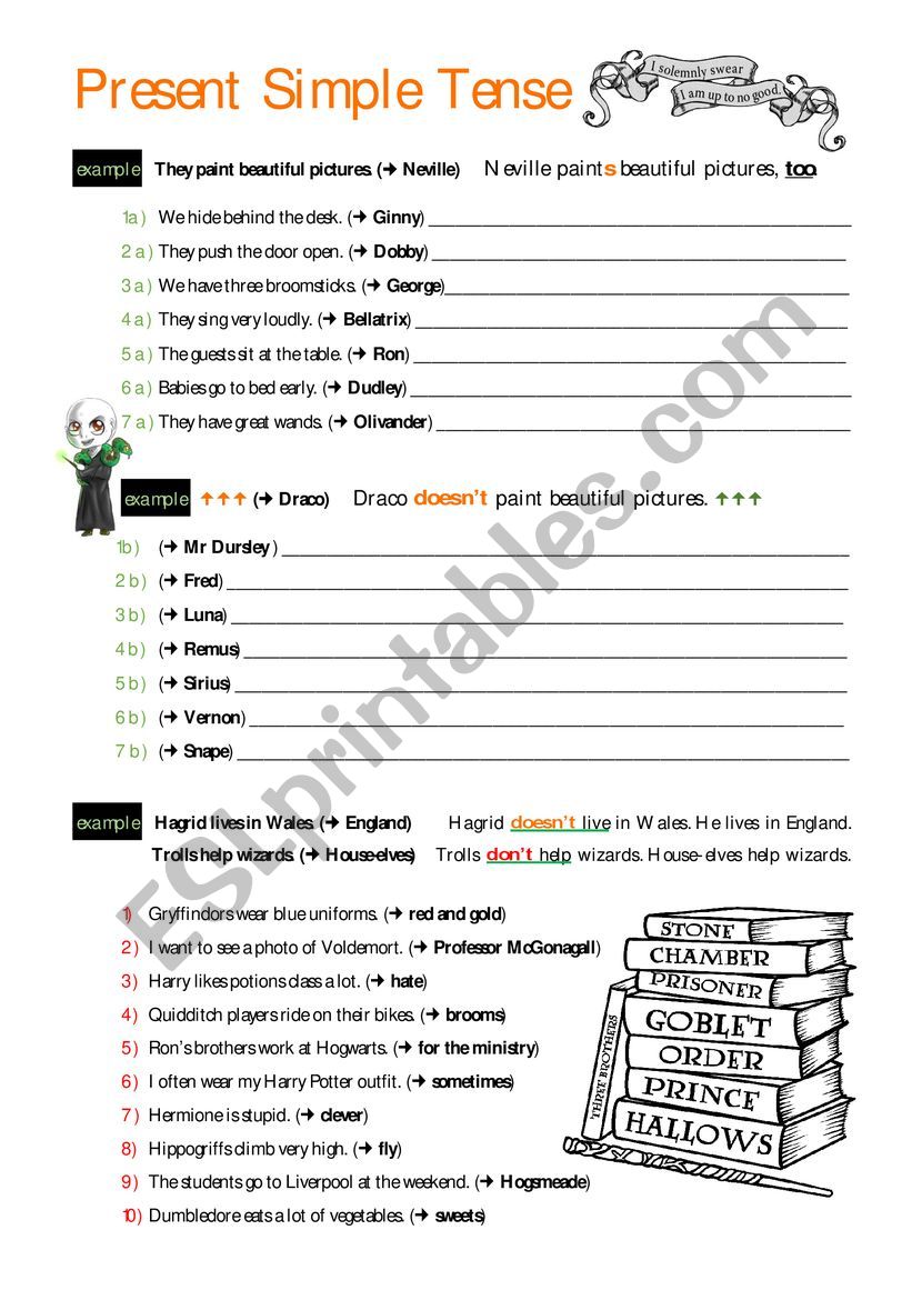Harry Potter - present tense worksheet