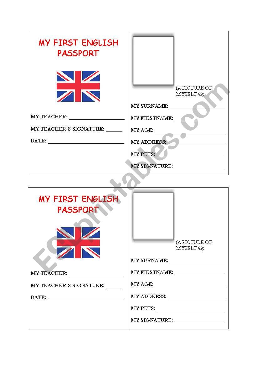 My first English Passport worksheet