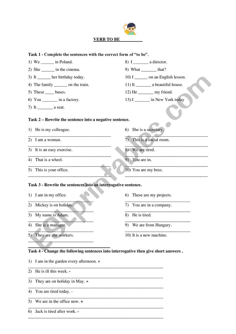 Verb TO BE worksheet