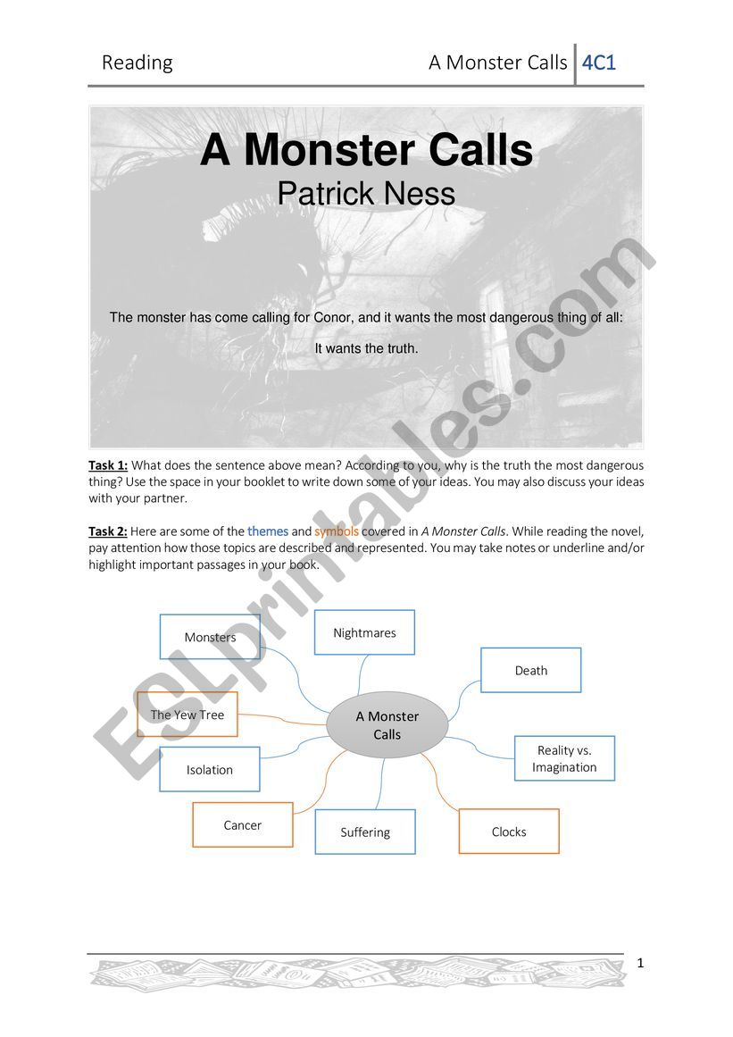 A Monster Calls worksheet