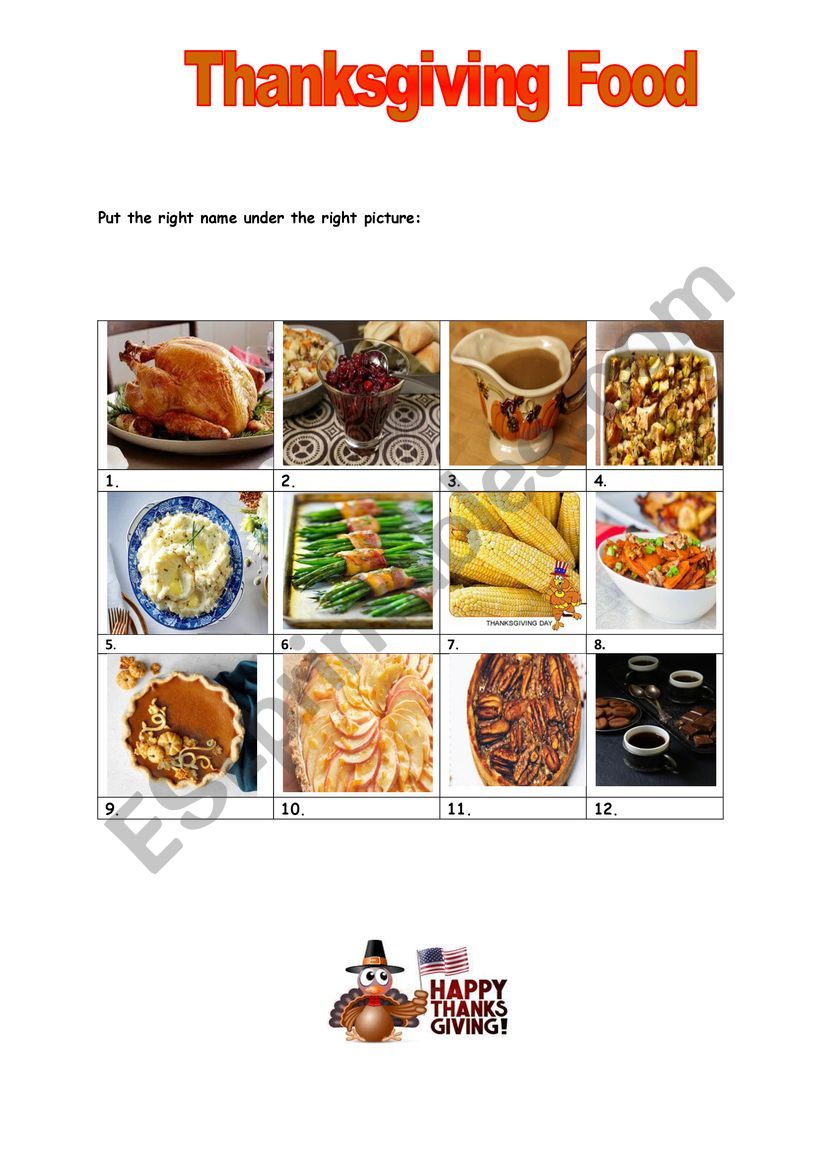 Thanksgiving Food worksheet