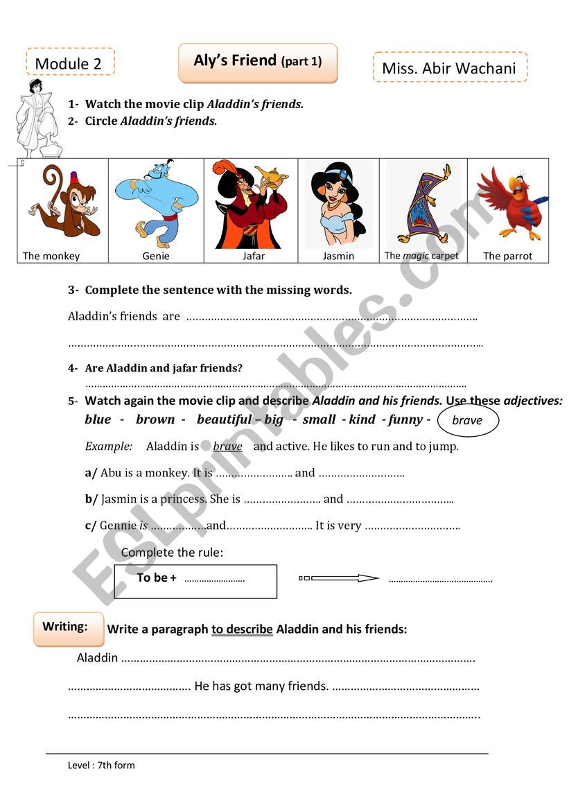 Alys Friend worksheet