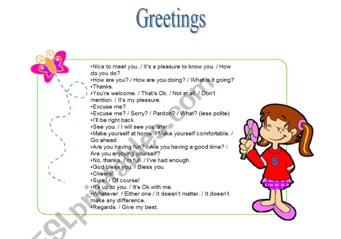 Greetings worksheet