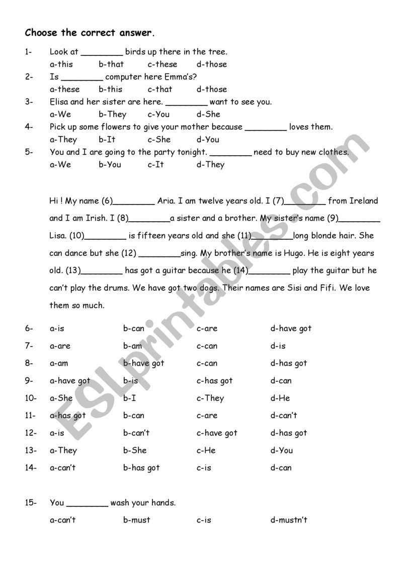 Revision worksheet