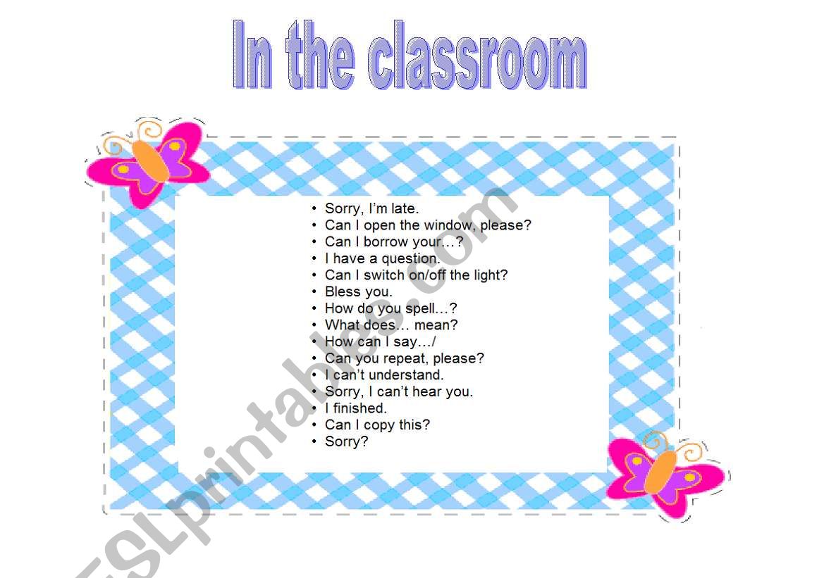 In the classroom worksheet