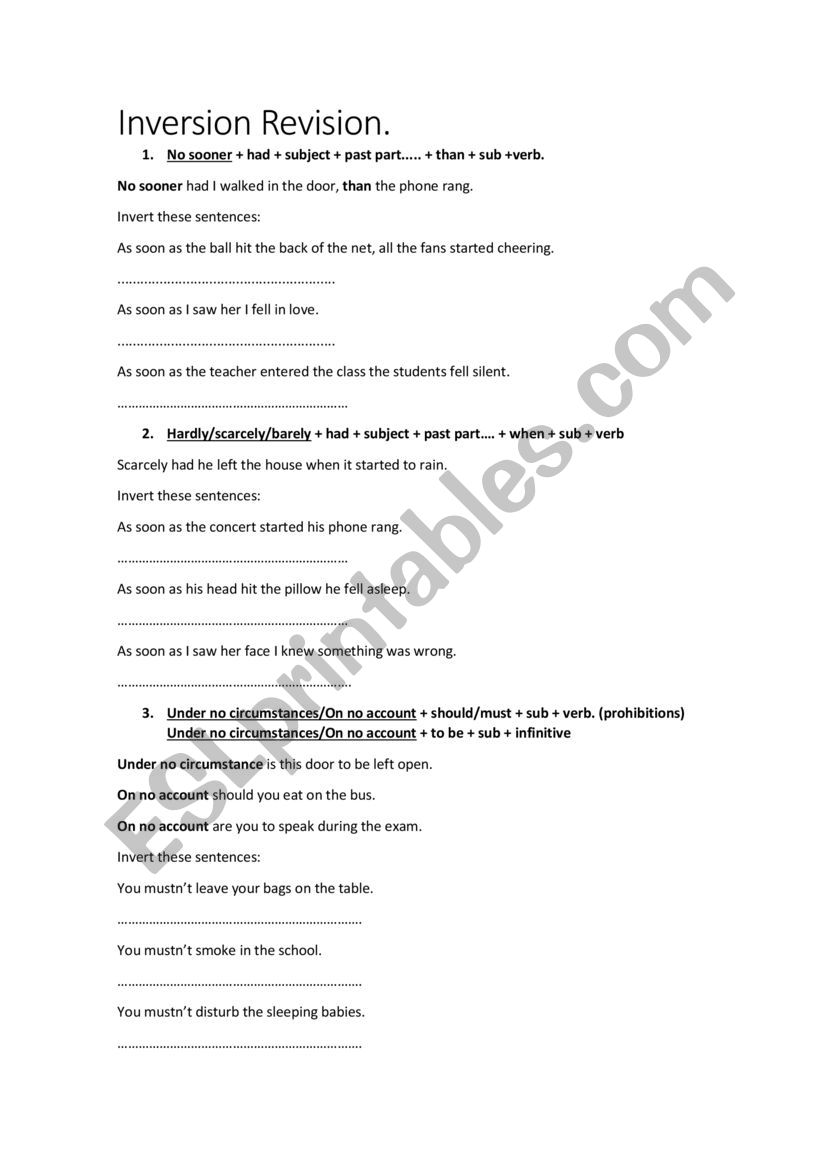 inversion CAE worksheet