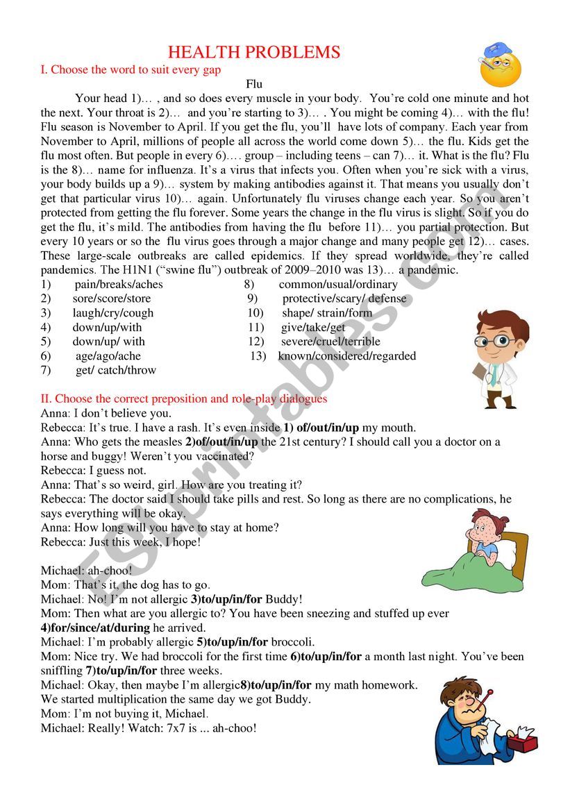 HEALTH PROBLEMS worksheet