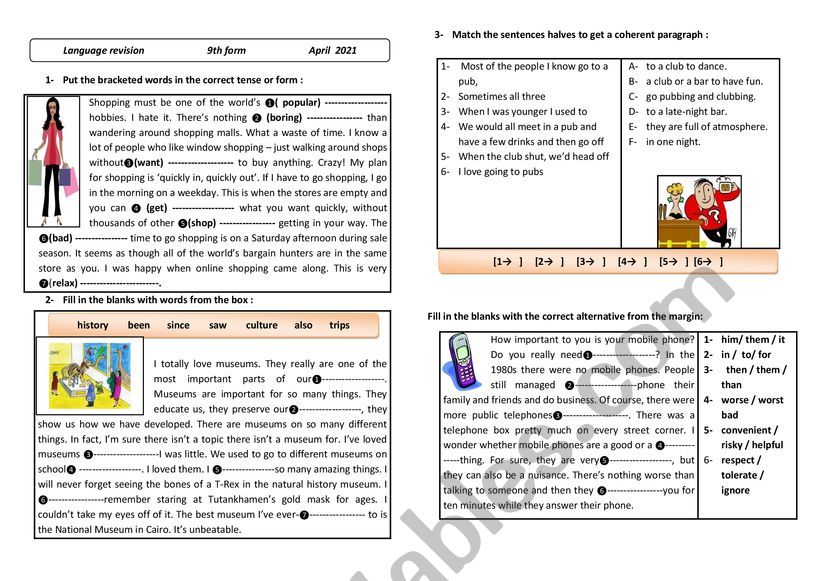Language revision worksheet
