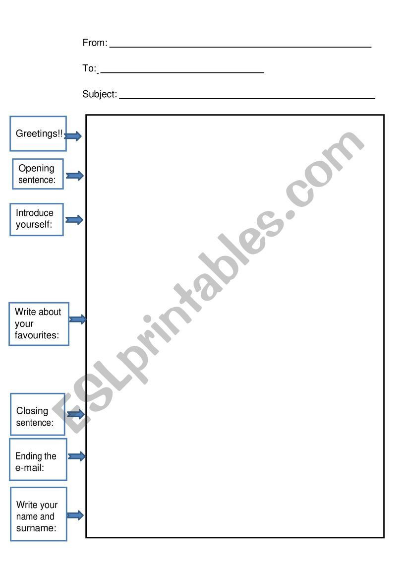 Writing an e-mail worksheet