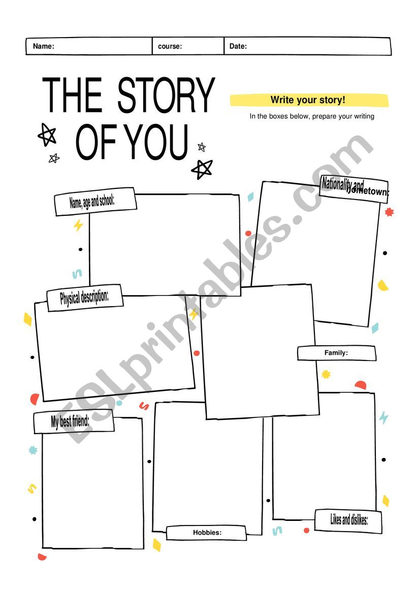 THE STORY OF YOU worksheet