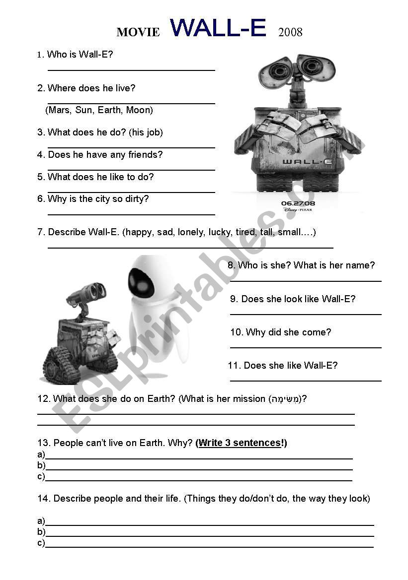 Movie WALL - E worksheet worksheet