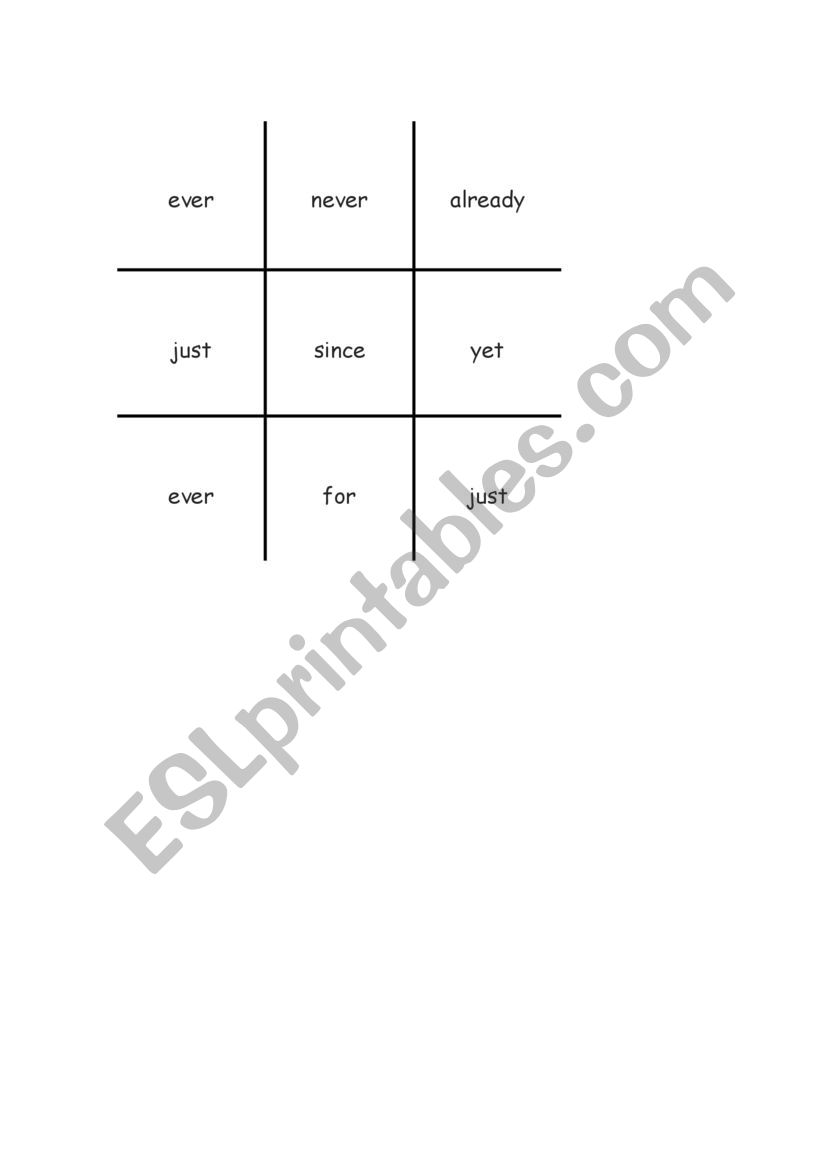 tic tac toe worksheet