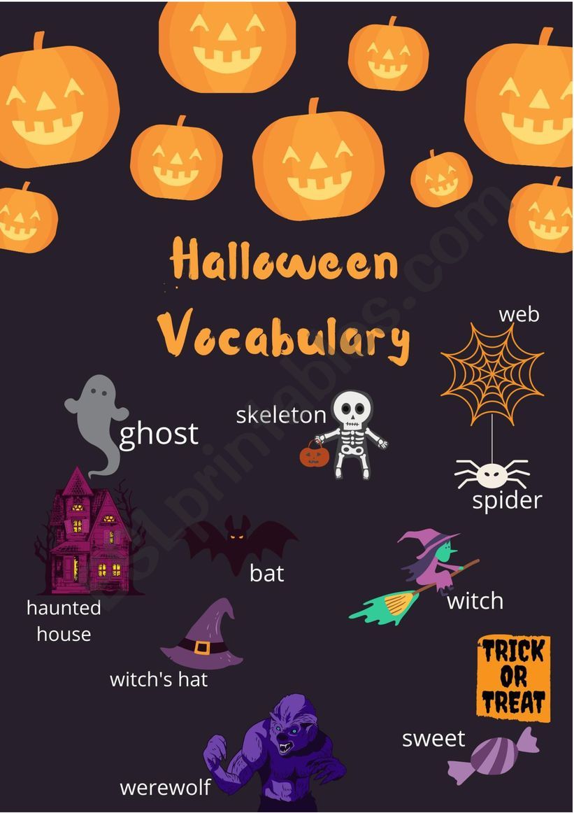 Halloween vocabulary worksheet