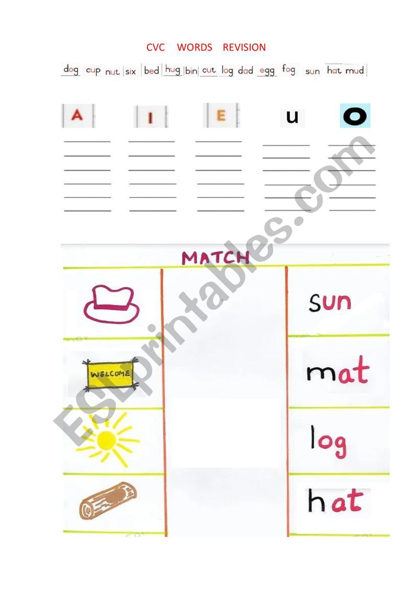 Cvc words revision worksheet