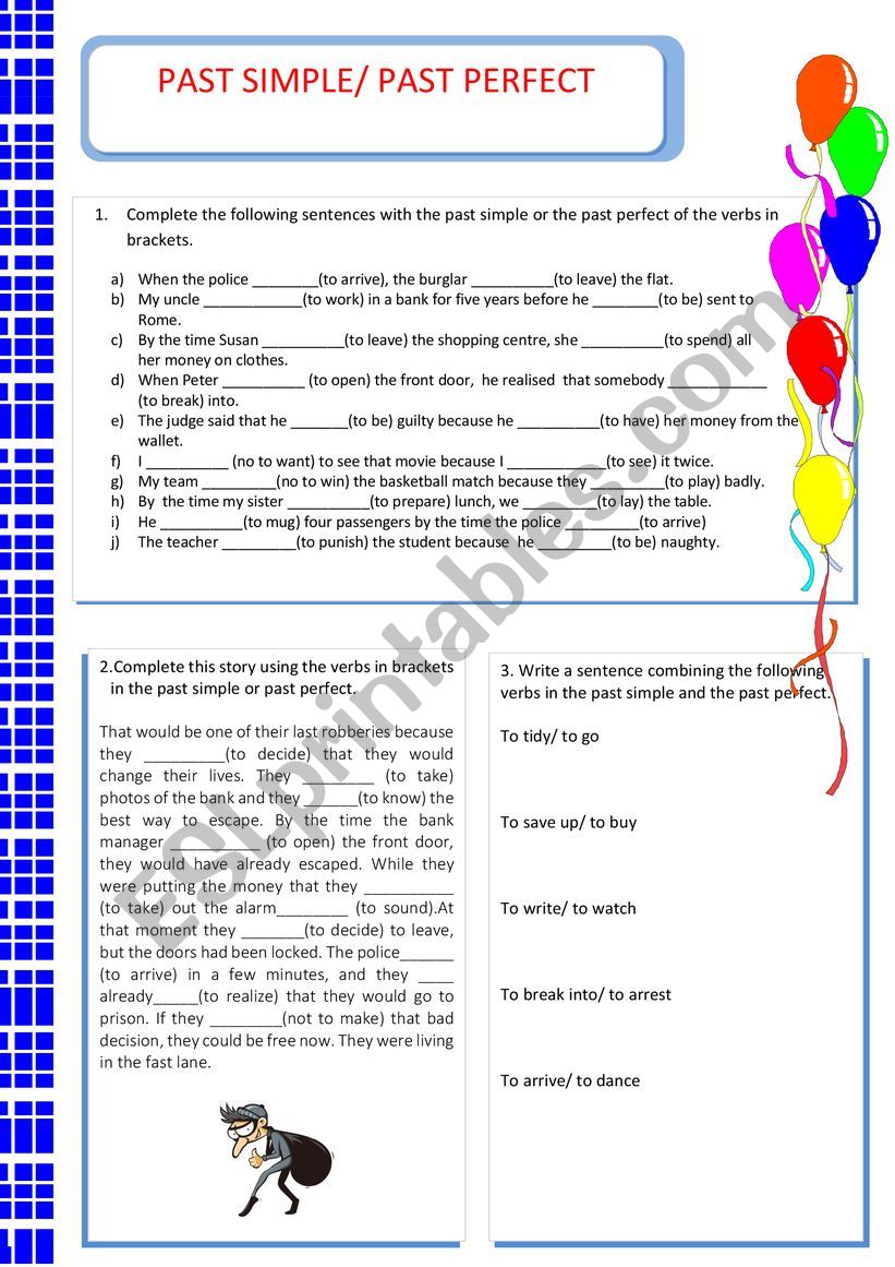 PAST SIMPLE OR PAST PERFECT worksheet