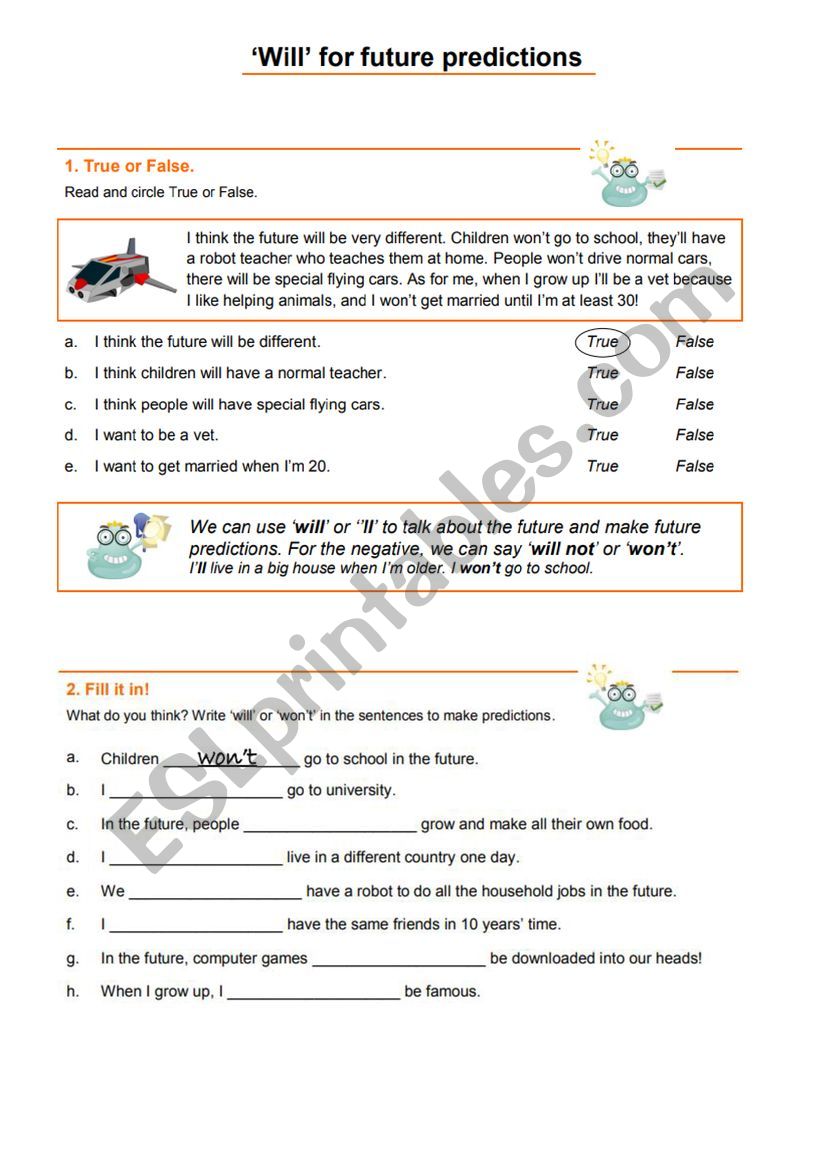 Future Will worksheet