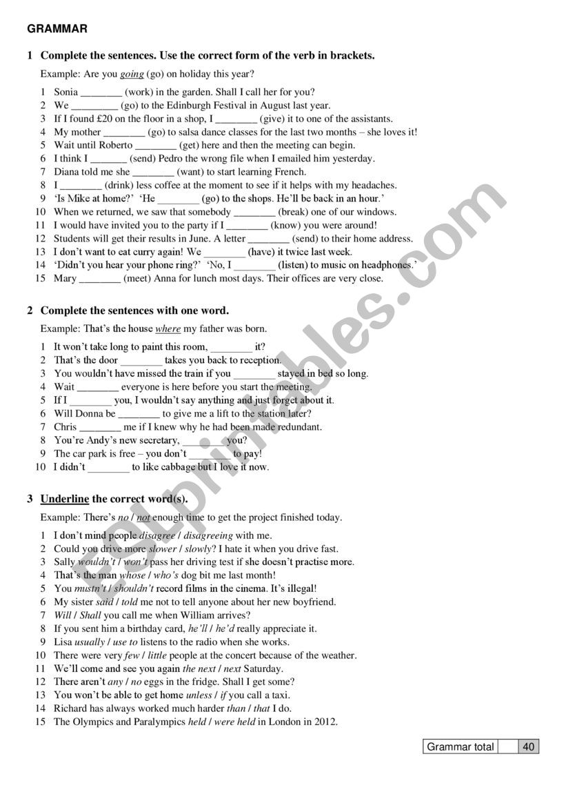 Revision Intermediate (Grammar and Vocabulary)