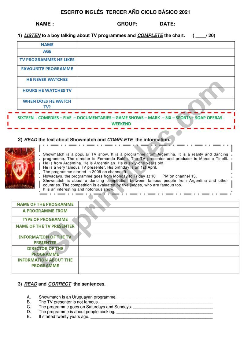 TV PROGRAMMES worksheet