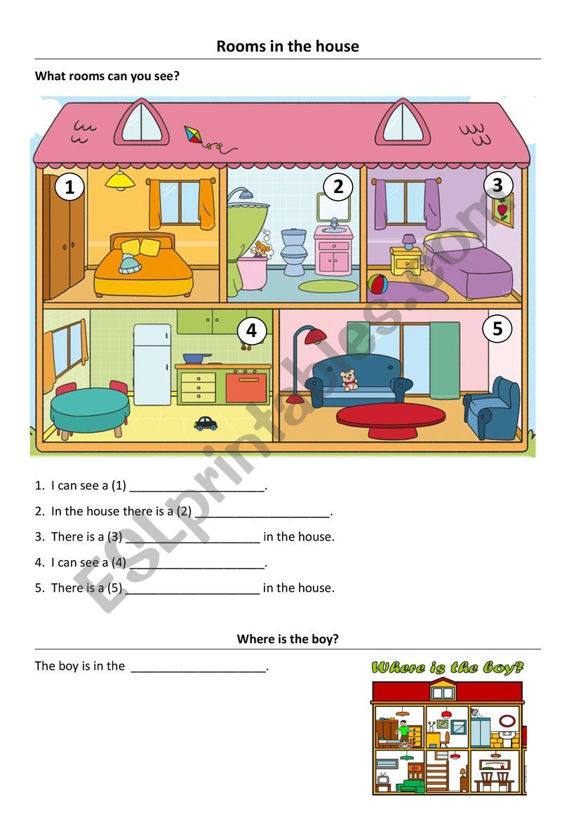 Rooms in a house worksheet