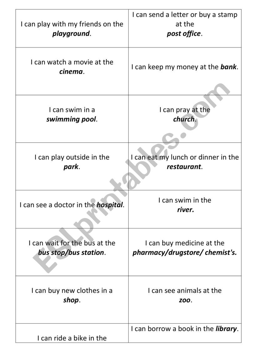 Where can you...? worksheet