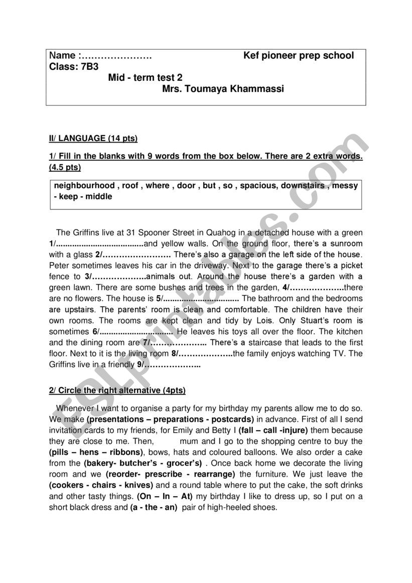 mid-term test 2 worksheet