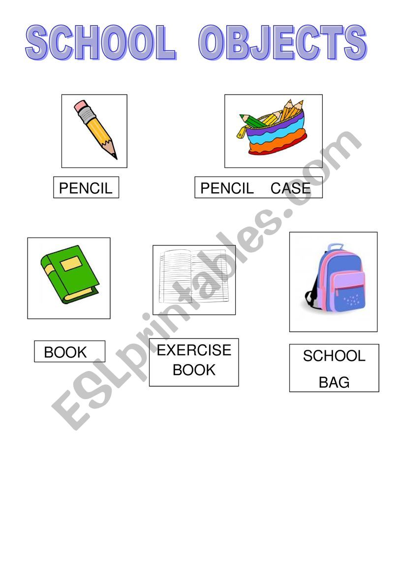 School objects  worksheet