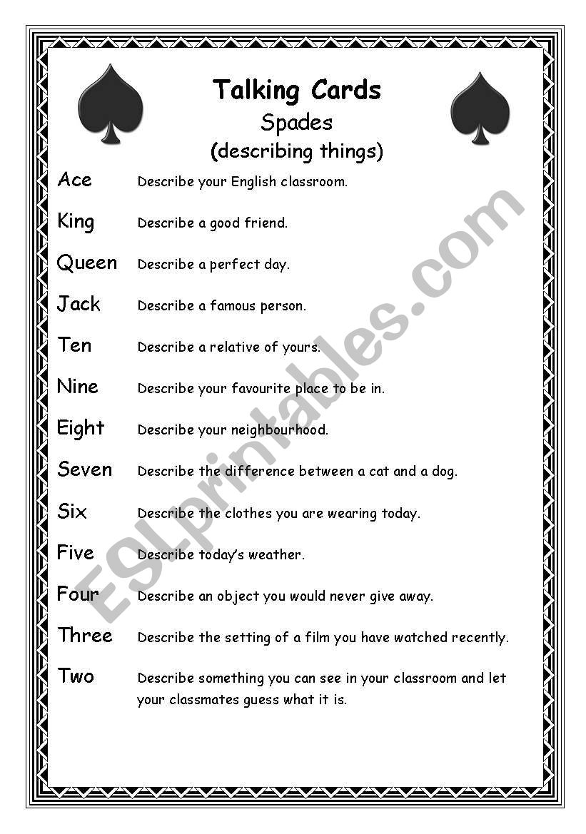 Talking Cards (part 1) worksheet