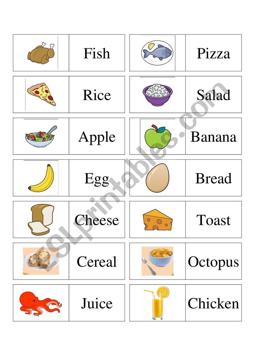 Food domino worksheet