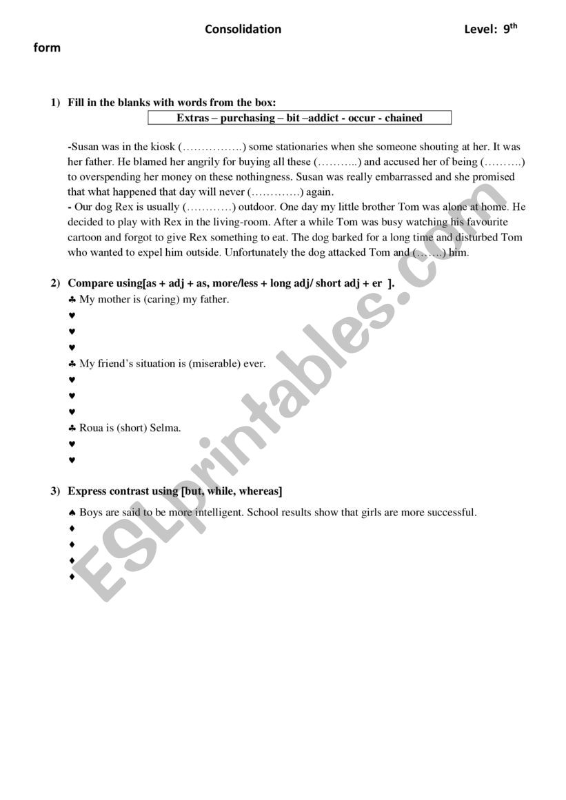 pocket money worksheet