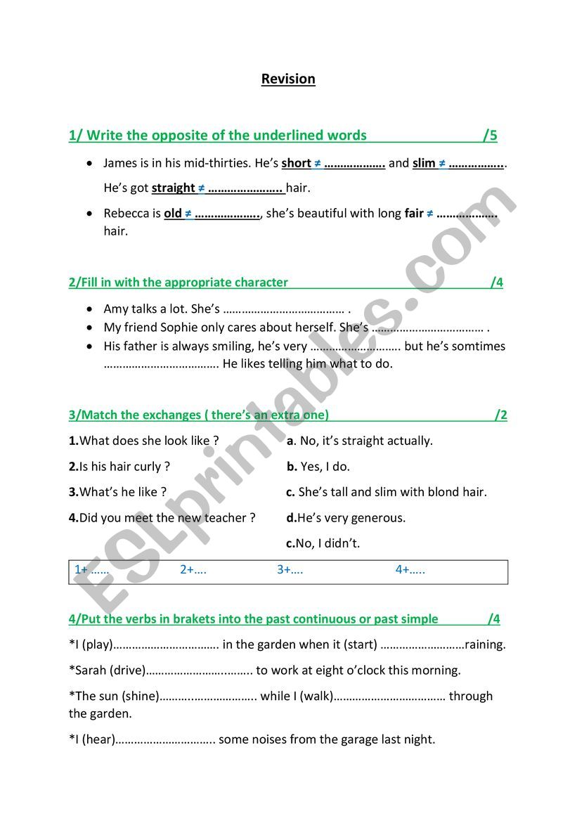 revision  8th form (Tunisian student)