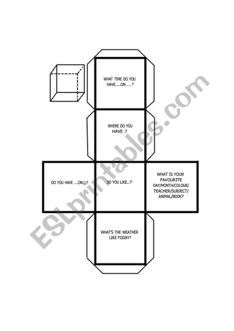 SPEAKING CUBE worksheet