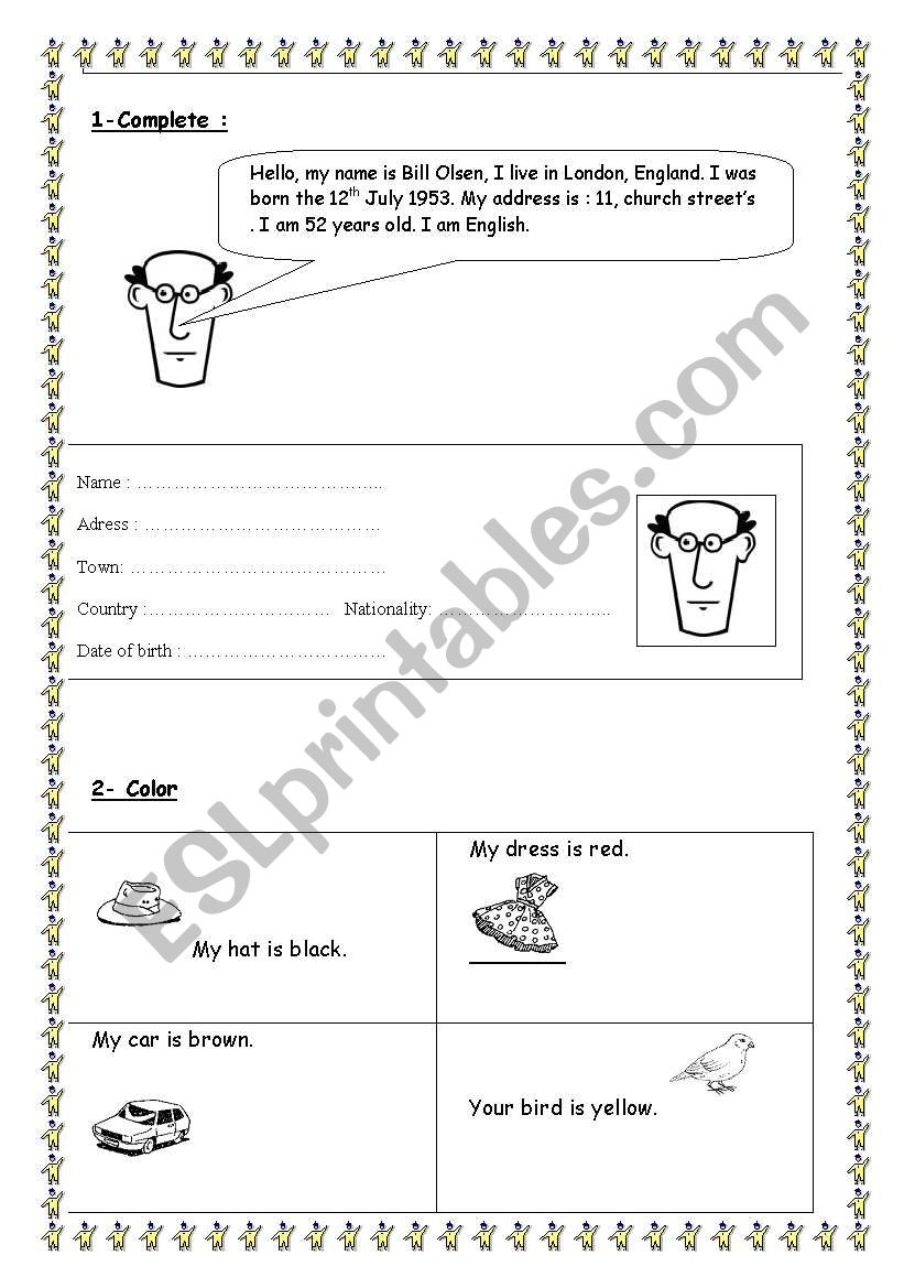 Test for beginners worksheet