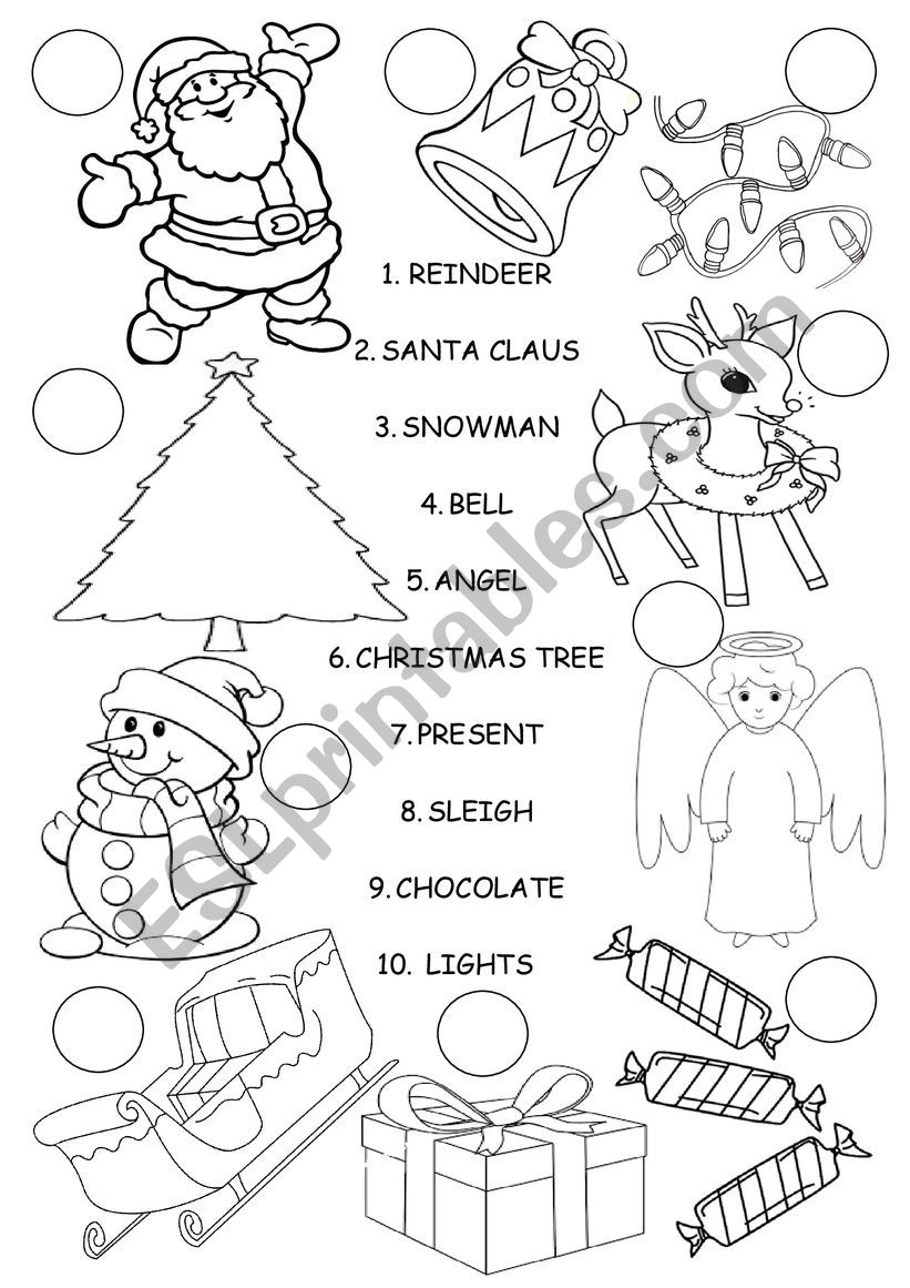 Christmas Vocabulary Matching Activity