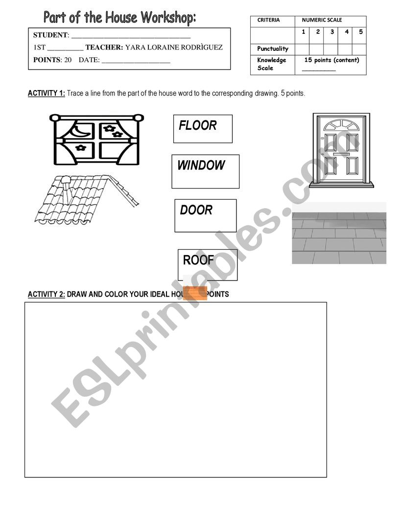 WORKSHOP ABOUT THE HOUSE  worksheet