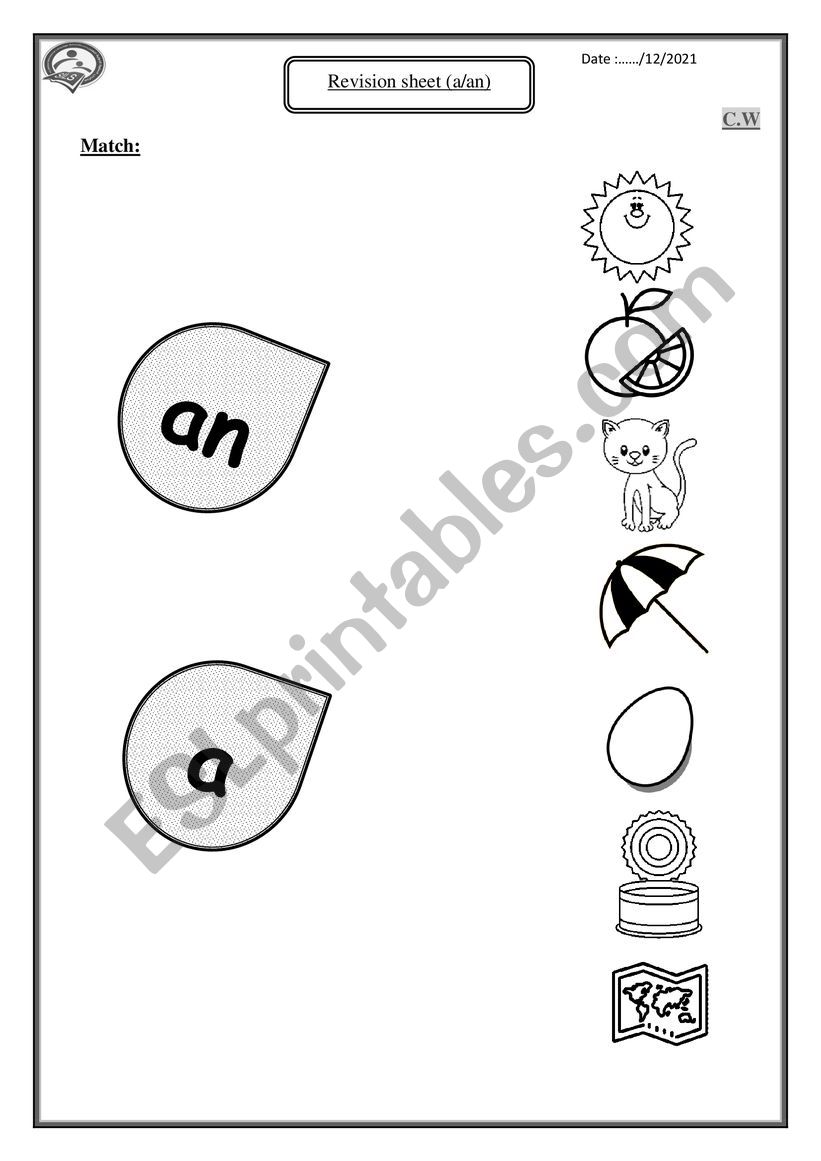 articles a/an worksheet