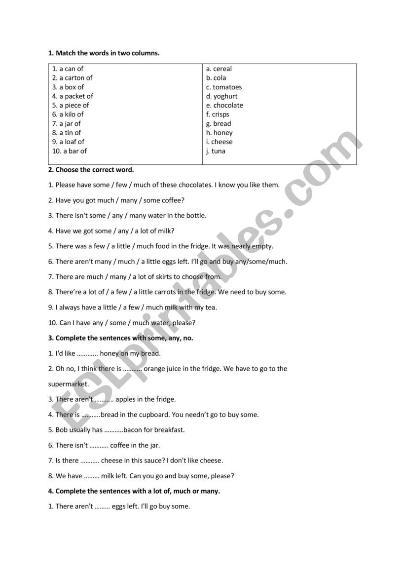 Nouns worksheet