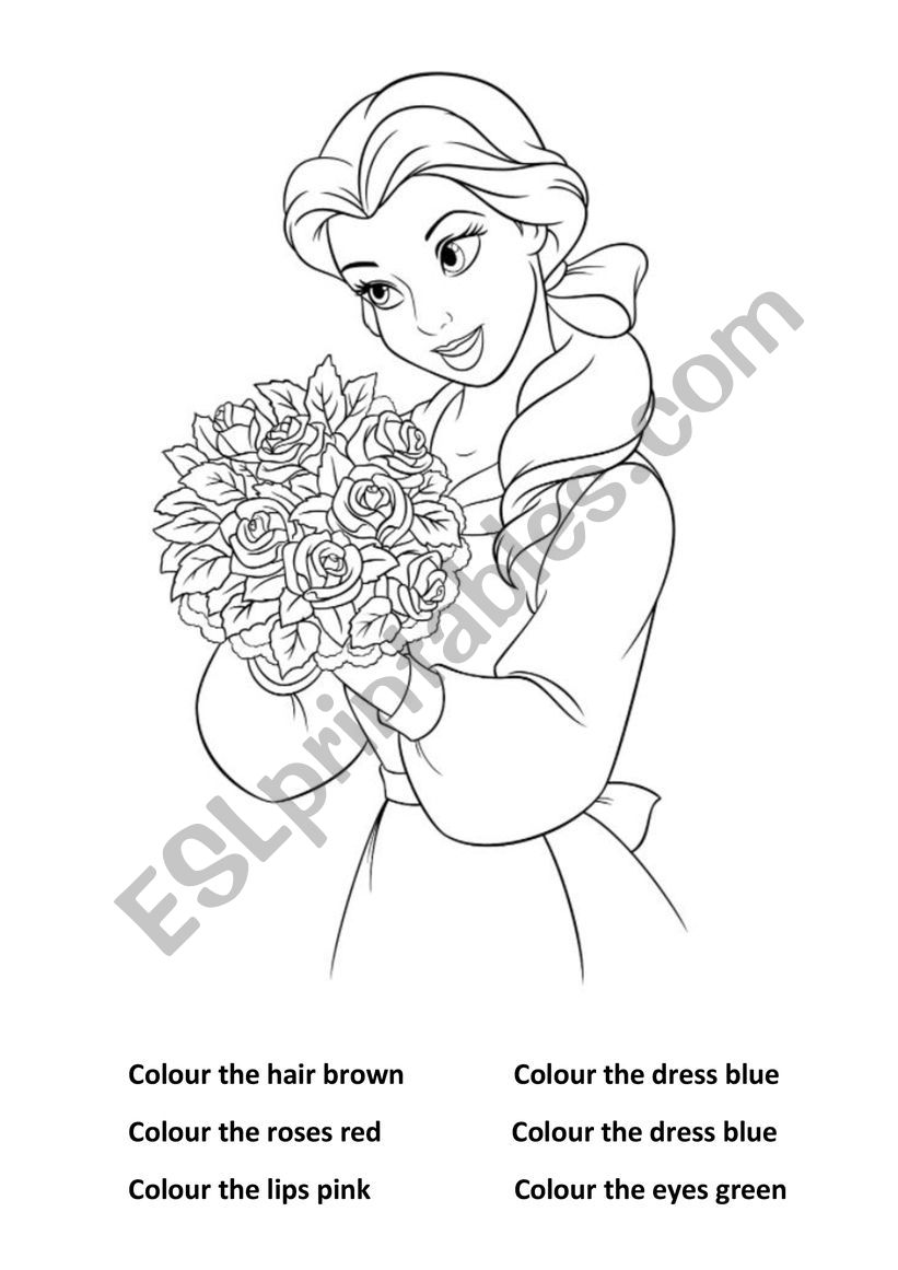 Colour the princess worksheet