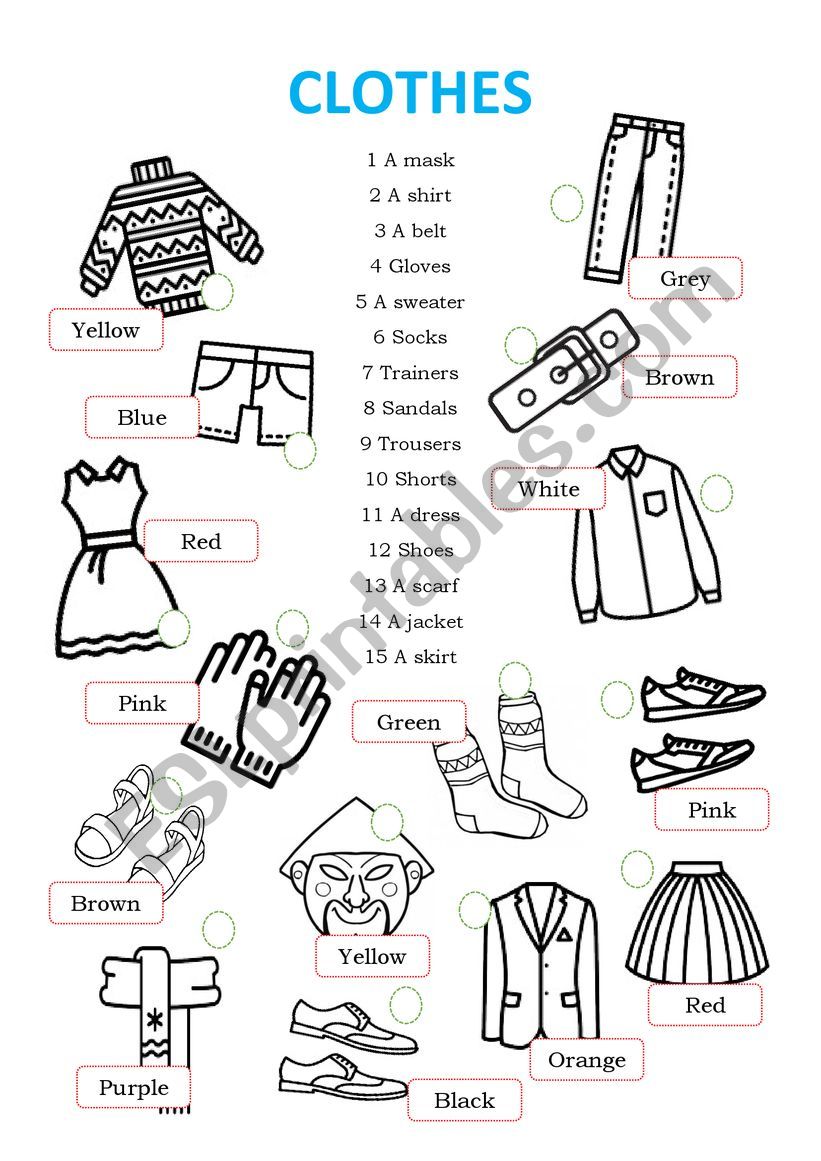 Clothes worksheet