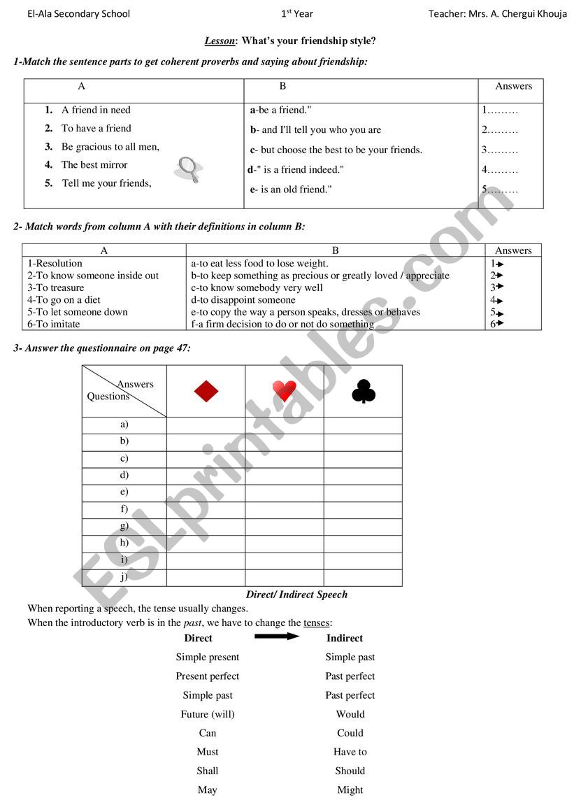 Lesson 11 What�s your Friendship Style?