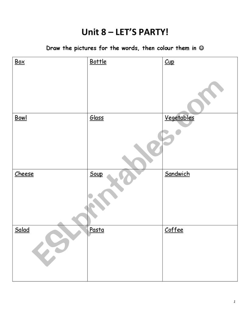 Pictionary worksheet