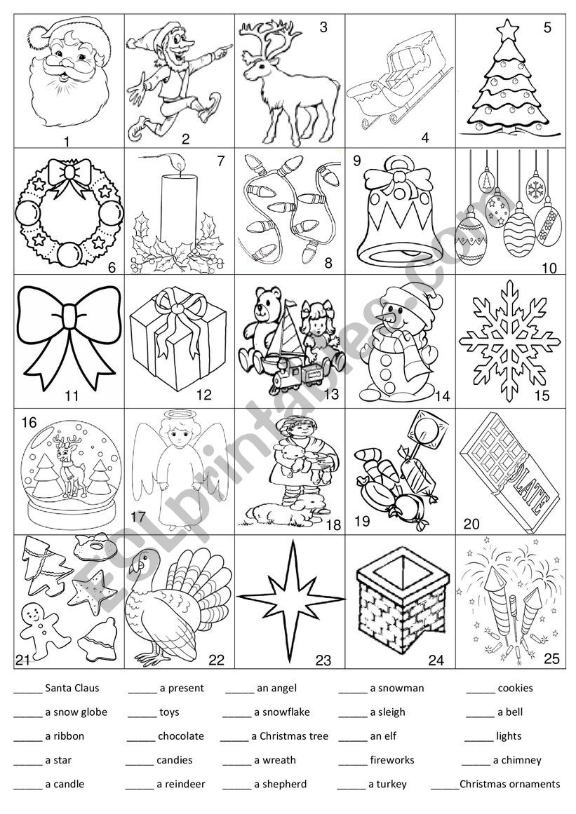 Christmas Vocabulary worksheet