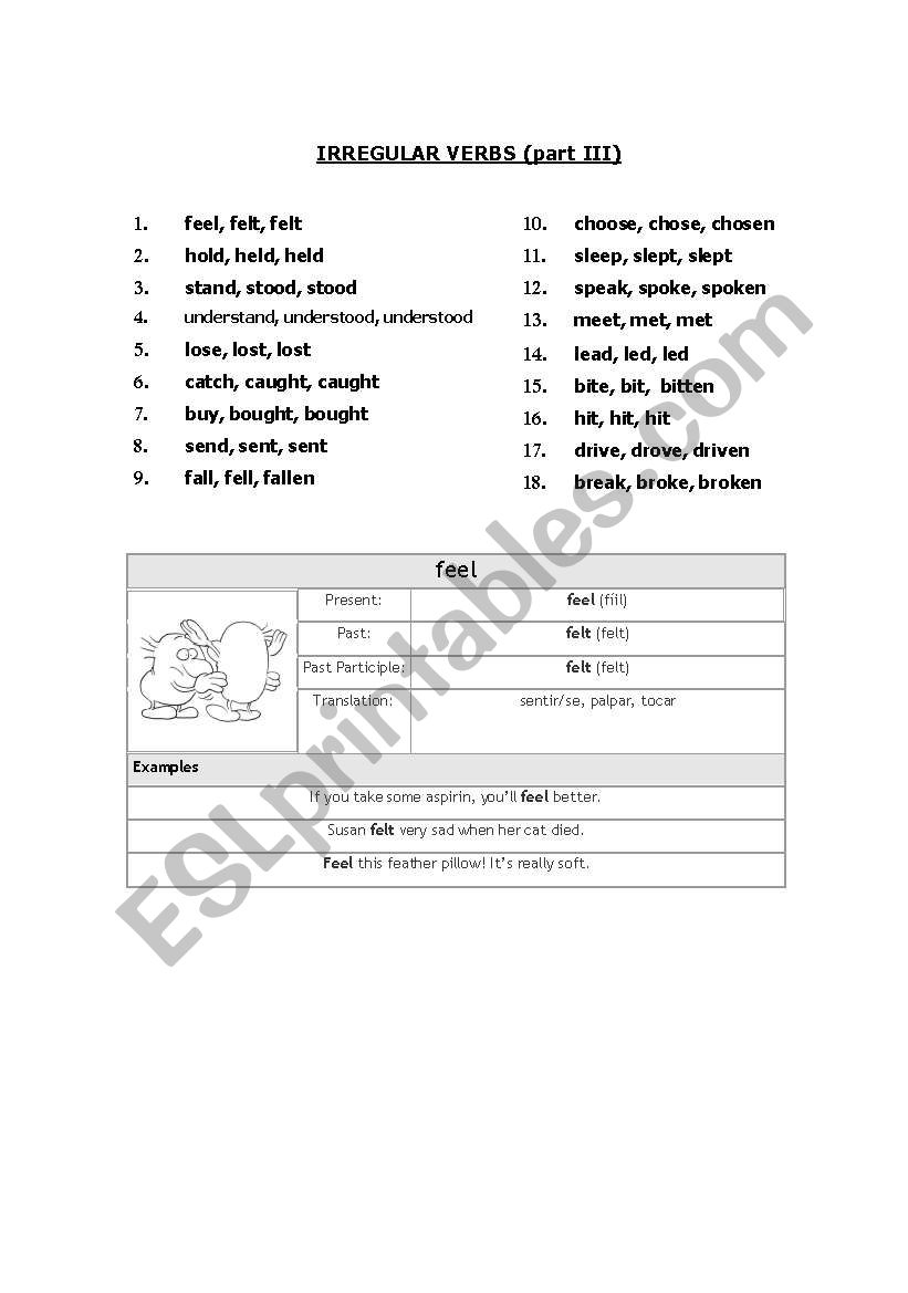 irregular verbs part 3 worksheet