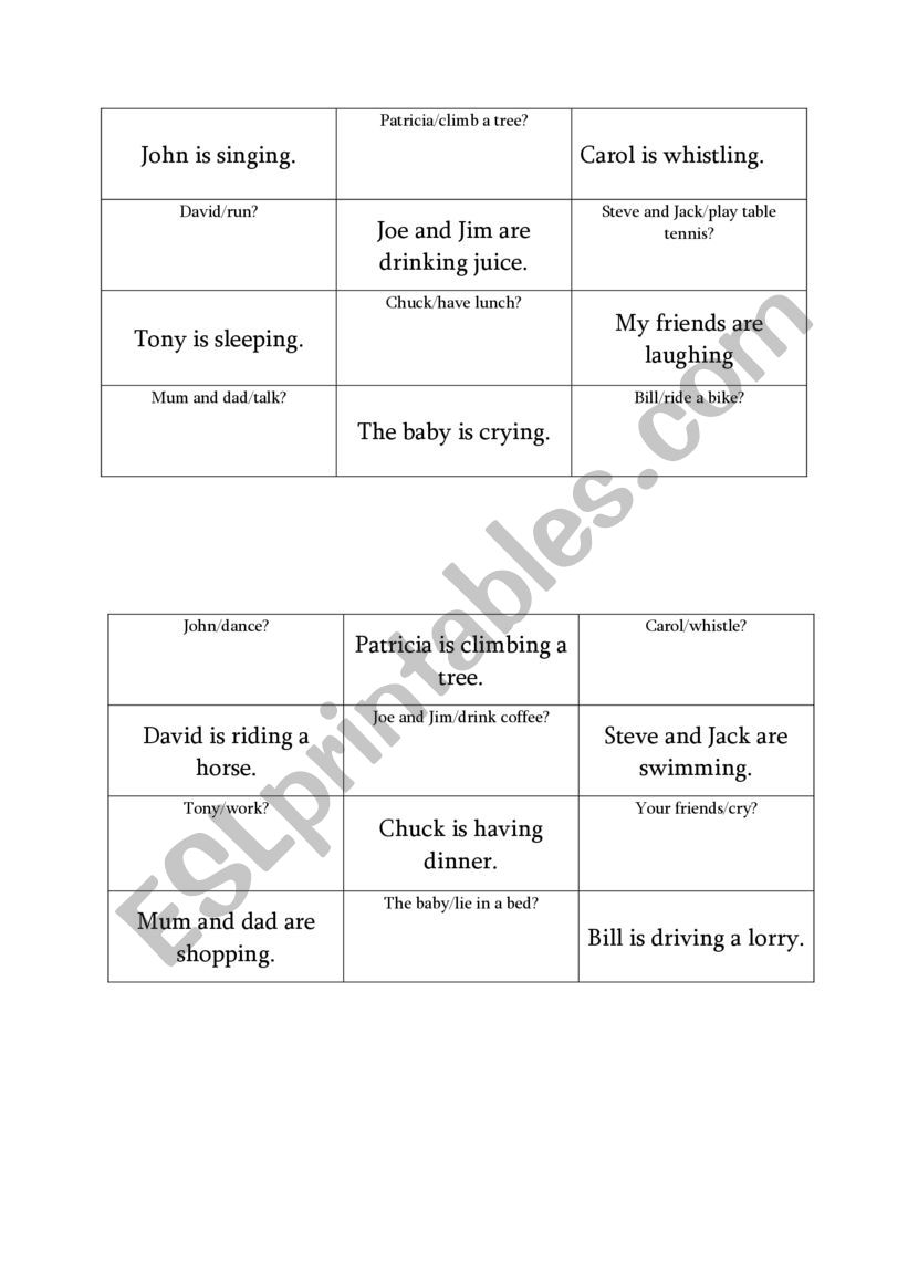 Present Continuous Speaking Activity