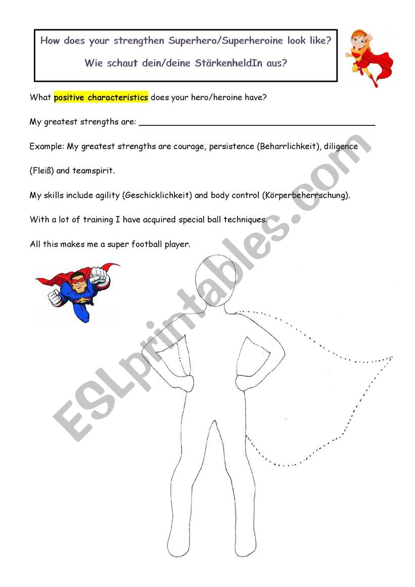 My hero & heroine worksheet