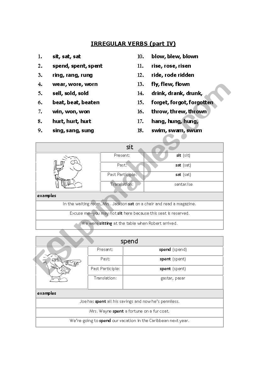 irregular verbs part 4 worksheet