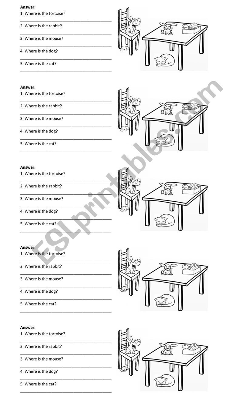 Prepositions worksheet