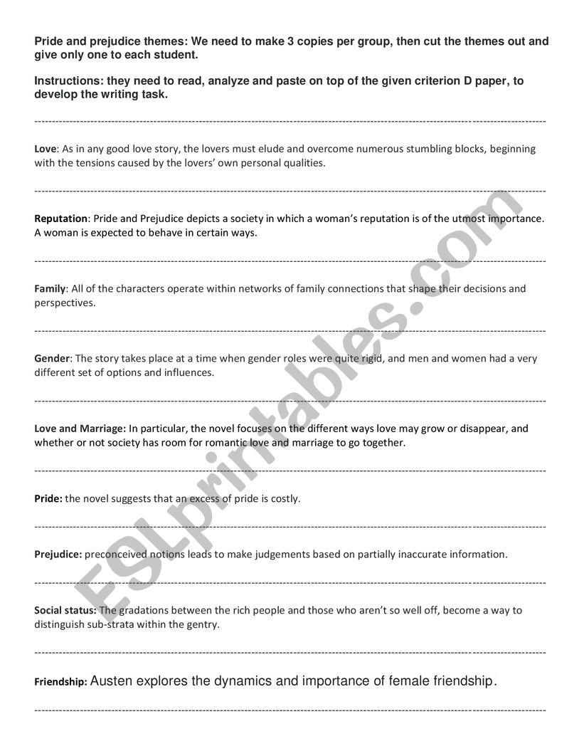 Pride and Prejudice analysis themes