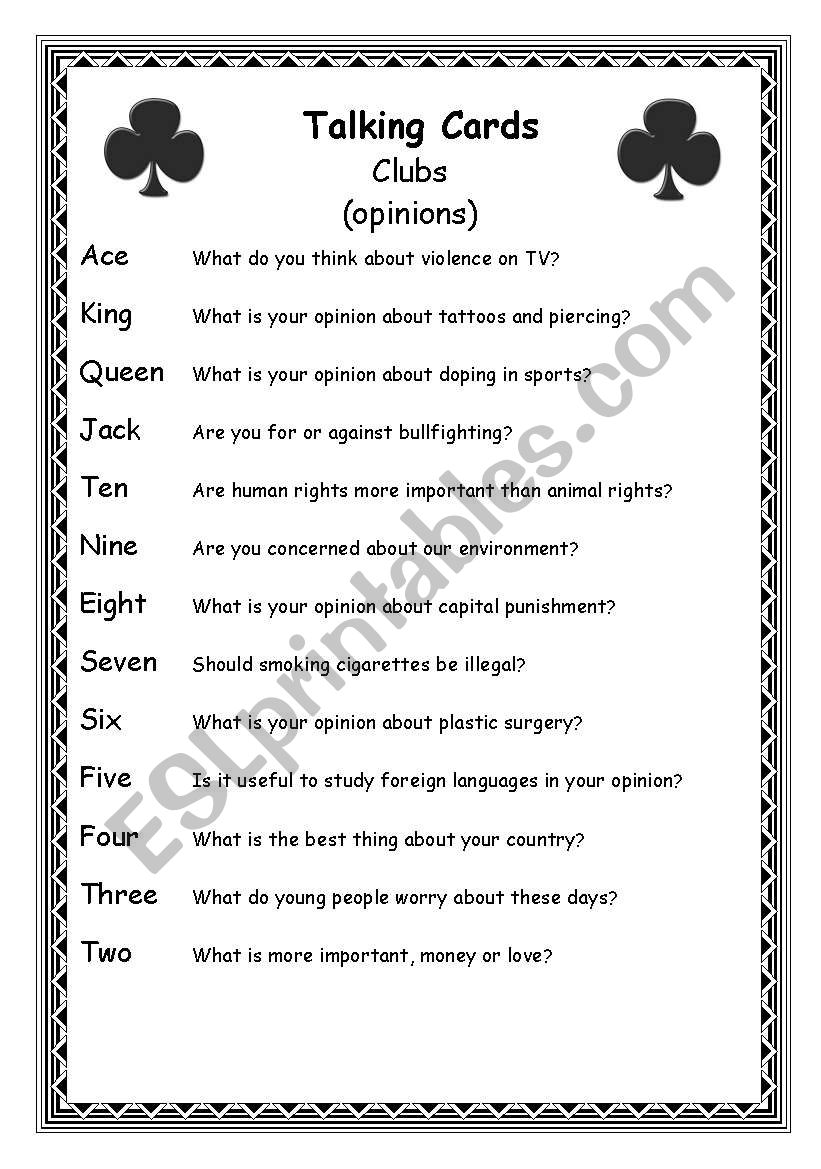 Talking Cards (part 2) worksheet