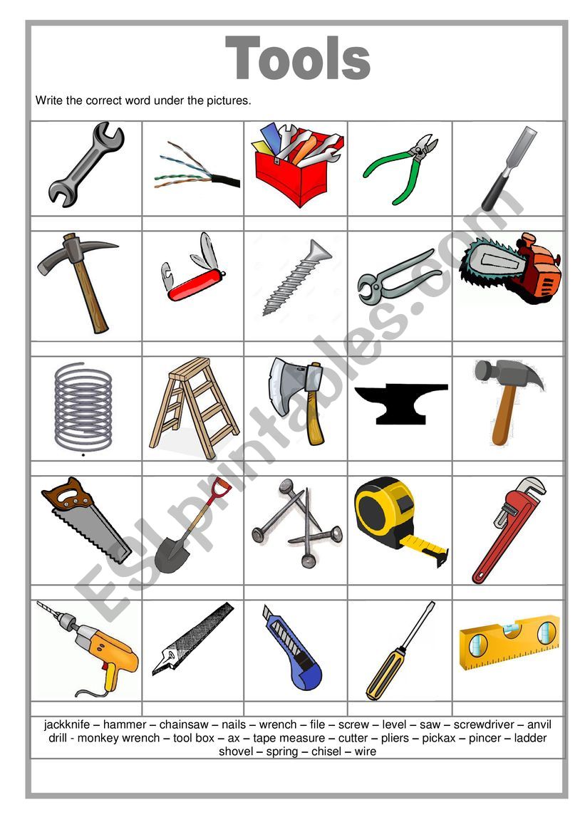 TOOLS worksheet